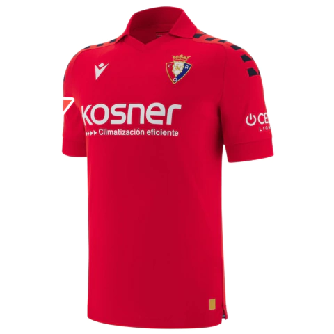 camisa osasuna 25/26 patch la liga, camisa titular osasuna 2025, camisa vermelha osasuna macron, camisa torcedor osasuna masculina, camisa oficial osasuna com patch, uniforme osasuna la liga 2025, camisa retrô gola polo osasuna, camisa risca de giz osasun