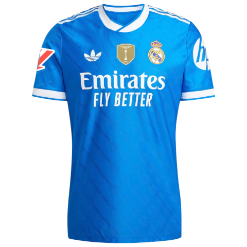 Camisa Real Madrid III 24/25 - Com Patch La Liga e Patch Campeão Intercontinental - Torcedor - Masculino - Azul - comprar online