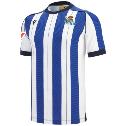 Camisa Real Sociedad I 25/26 - Com Patch La Liga - Torcedor - Masculino - Azul e Branca - comprar online