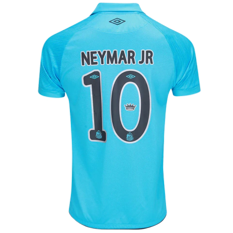 camisa santos neymar 10 2025, camisa santos número 10 neymar jr, camisa azul clara santos 25/26, camisa terceira santos homenagem neymar, camisa torcedor santos neymar jr 2025, camisa santos com selo príncipe, camisa neymar santos gola polo, camisa santos