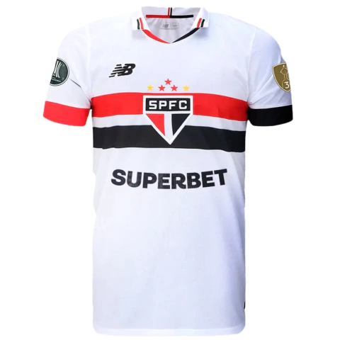Camisa São Paulo Home 24/25 - Com Patch Libertadores 2024 - Torcedor - Masculino - Branco