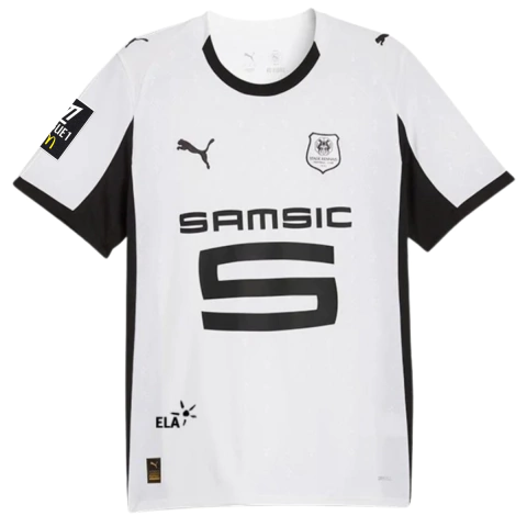 camisa stade rennais 25/26, camisa stade rennais patch ligue 1, camisa rennais branca, camisa reserva stade rennais, camisa puma stade rennais 2025 2026, segunda camisa stade rennais, camisa stade rennais torcedor patch
