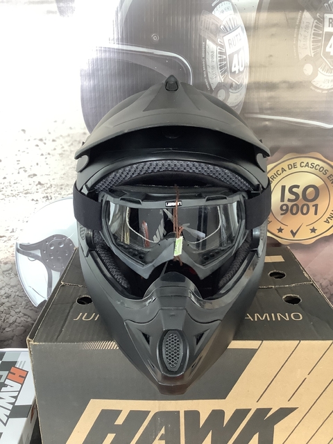 ANTIPARRAS CROSS HAWK NEGRA CON VISOR TRANSPARENTE