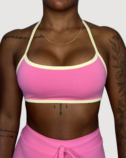 Top Boost Rosa Pop com amarelo