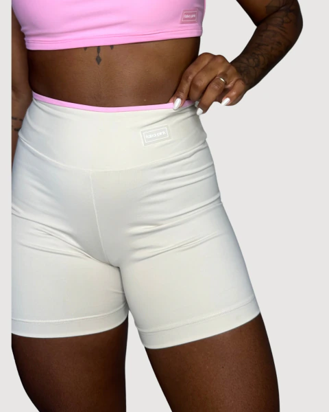 Short Duo Areia com Rosa Baby