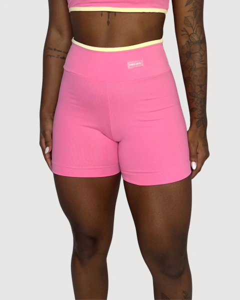 Short Duo Rosa Pop com Amarelo