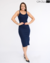 VESTIDO MIDI COM BOJO E FENDA LATERAL - AZUL MARINHO