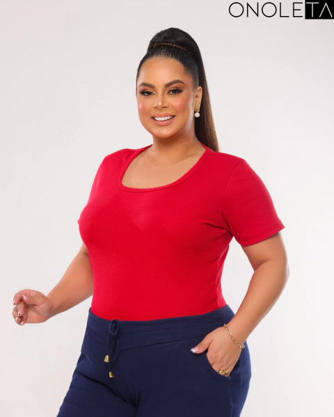 BLUSA MANGA PLUS SIZE - VERMELHA