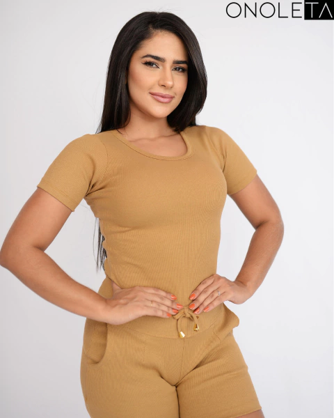 BLUSA MANGA GOLA O - OCRE