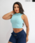 CROPPED GOLA ALTA - AZUL SERENITY na internet
