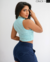 CROPPED GOLA ALTA - AZUL SERENITY - ONOLETA | ATACADO DE CANELADO