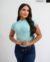 BLUSA MANGA GOLA ALTA - AZUL SERENITY - ONOLETA | ATACADO DE CANELADO