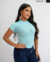 BLUSA MANGA GOLA ALTA - AZUL SERENITY na internet