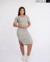 VESTIDO MIDI MANGA E FENDA LATERAL - CINZA na internet
