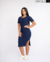 VESTIDO MIDI MANGA E FENDA LATERAL - AZUL MARINHO na internet