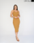 VESTIDO MIDI GOLA ALTA - OCRE - ONOLETA | ATACADO DE CANELADO