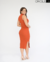 VESTIDO MIDI GOLA ALTA - TERRACOTO - ONOLETA | ATACADO DE CANELADO