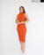 VESTIDO MIDI GOLA ALTA - TERRACOTO na internet