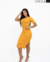 VESTIDO MIDI MANGA E FENDA LATERAL - MOSTARDA - comprar online