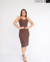 VESTIDO MIDI COM BOJO - MARROM