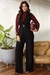 Blusa malha canelada gola alta manga longa - 30844 - loja online