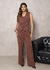 Calça Alfaiataria Risca de Giz Marron 11242