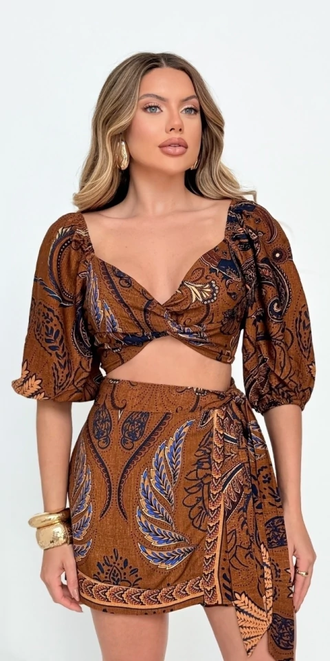Short Saia - Agafay Sunset - 662 - Valentina Brand | Moda Feminina Estampada em Atacado