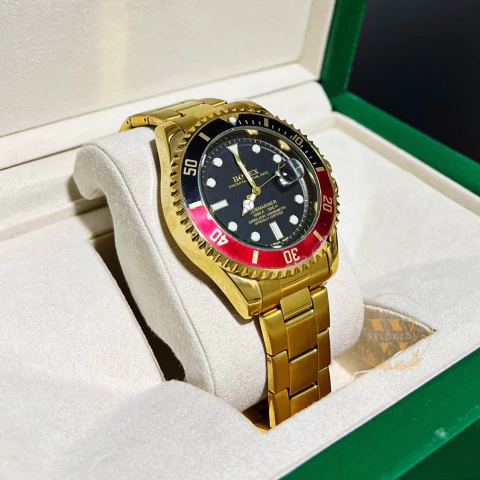 Queima - Submariner Dourado / Fundo Preto / Catraca Preto e Vermelho - comprar online