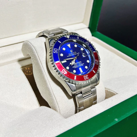 Submariner Prata/Azul/Vermelho