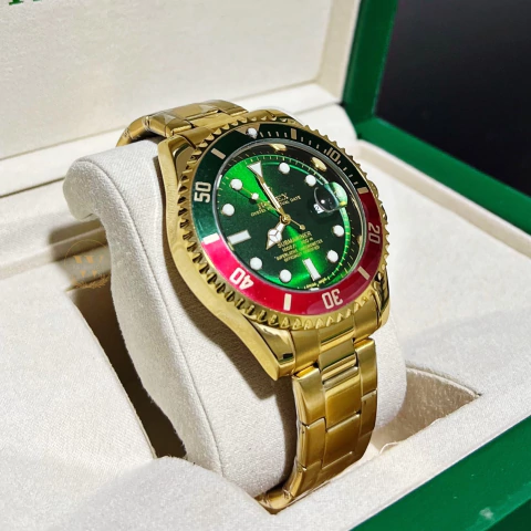 Submariner Dourado/Verde/Vermelho