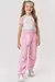 CONJUNTO KUKIE DE BLUSA CROPPED COM TULE E CALÇA PARACHUTE 82278