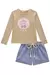 CONJUNTO MENINA BLUSA CANELA SHORT JEANS KUKIE 80476 - Tutti Frutti | Moda Infantil 