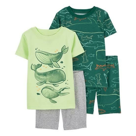 Pijama 4 peça baleia verde Carter’s - comprar online