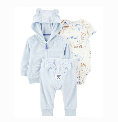 Trio casaco plush azul Carter’s - comprar online