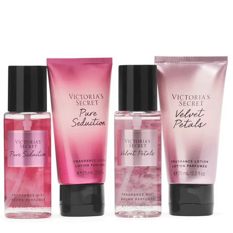 kit 4 mini body splash e hidratante velvet petals/ pure seduction Victoria’s Secret - comprar online