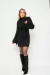 Vestido de Tricot Mangas Amplas Preto
