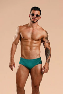 Sunga slim verde esmeralda canelado - comprar online