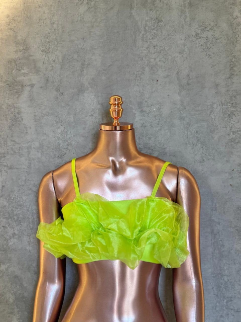 Imagem do Cropped beach gloss com detalhe em tule fluflu hinomix