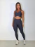 Conjunto fitness calça e top franzido poliamida Preto