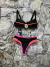 Biquíni Hot pants meia taça tricolores preto