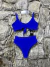 Biquíni hot pants azul bic texturizado