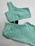 Conjunto fitness de short poliamida micro canelado top ombro só Verde água - loja online