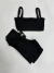 Conjunto fitness de short com bolso e top reto micro canelado poliamida preto