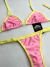Biquíni cortininha calcinha marquinha fina Rosa com borda amarelo - comprar online