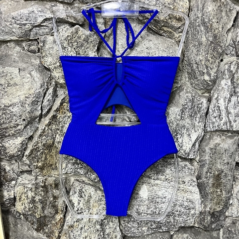 Maiô azul bic com bojo removível texturizado