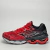 Tênis Mizuno Wave Creation 20 nas cores vermelho e preto, com detalhes em branco e sola destacada.