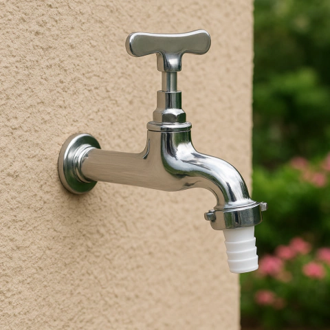 TORNEIRA LONGA PARA TANQUE E JARDIM CROMADA