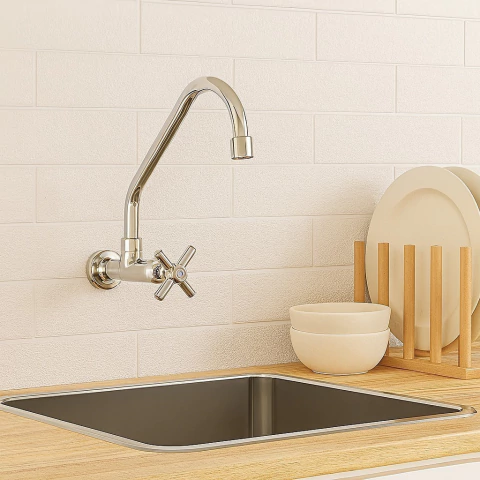 TORNEIRA DE PAREDE PARA COZINHA COM BICA MOVEL COM 1/4 DE VOLTA C31