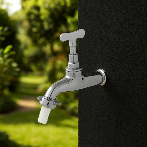 TORNEIRA CURTA PARA TANQUE E JARDIM CROMADA