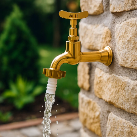 TORNEIRA LONGA PARA TANQUE E JARDIM AMARELA